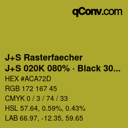 カラーコード: J+S Rasterfaecher - J+S 020K 080% · Black 30% | qconv.com