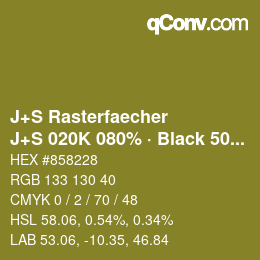 カラーコード: J+S Rasterfaecher - J+S 020K 080% · Black 50% | qconv.com