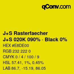 カラーコード: J+S Rasterfaecher - J+S 020K 090% · Black 0% | qconv.com