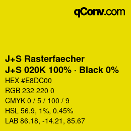 Farbcode: J+S Rasterfaecher - J+S 020K 100% · Black 0% | qconv.com