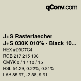 Farbcode: J+S Rasterfaecher - J+S 030K 010% · Black 10% | qconv.com