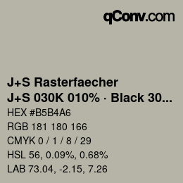 カラーコード: J+S Rasterfaecher - J+S 030K 010% · Black 30% | qconv.com