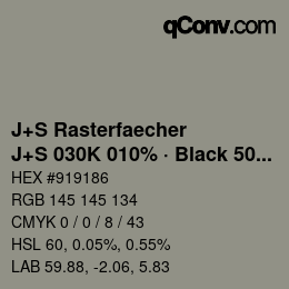 Code couleur: J+S Rasterfaecher - J+S 030K 010% · Black 50% | qconv.com