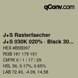 カラーコード: J+S Rasterfaecher - J+S 030K 020% · Black 30% | qconv.com