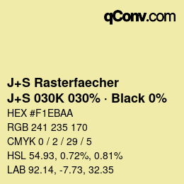 Code couleur: J+S Rasterfaecher - J+S 030K 030% · Black 0% | qconv.com