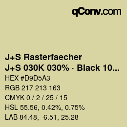 カラーコード: J+S Rasterfaecher - J+S 030K 030% · Black 10% | qconv.com