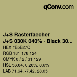 カラーコード: J+S Rasterfaecher - J+S 030K 040% · Black 30% | qconv.com