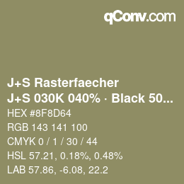 カラーコード: J+S Rasterfaecher - J+S 030K 040% · Black 50% | qconv.com