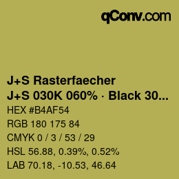 カラーコード: J+S Rasterfaecher - J+S 030K 060% · Black 30% | qconv.com