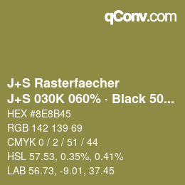 Farbcode: J+S Rasterfaecher - J+S 030K 060% · Black 50% | qconv.com