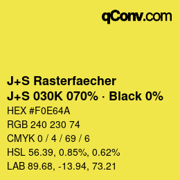 カラーコード: J+S Rasterfaecher - J+S 030K 070% · Black 0% | qconv.com