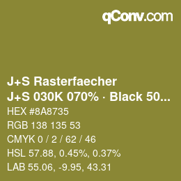 Code couleur: J+S Rasterfaecher - J+S 030K 070% · Black 50% | qconv.com