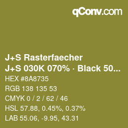 カラーコード: J+S Rasterfaecher - J+S 030K 070% · Black 50% | qconv.com