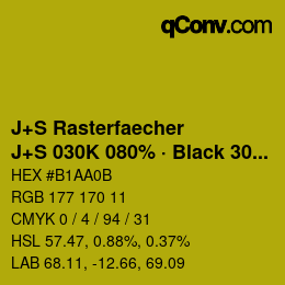 カラーコード: J+S Rasterfaecher - J+S 030K 080% · Black 30% | qconv.com