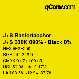 Code couleur: J+S Rasterfaecher - J+S 030K 090% · Black 0% | qconv.com