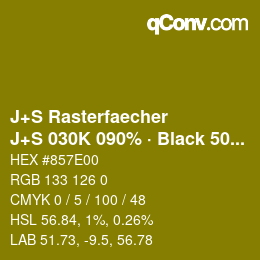 カラーコード: J+S Rasterfaecher - J+S 030K 090% · Black 50% | qconv.com