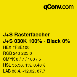 Code couleur: J+S Rasterfaecher - J+S 030K 100% · Black 0% | qconv.com