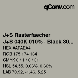 Farbcode: J+S Rasterfaecher - J+S 040K 010% · Black 30% | qconv.com