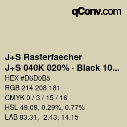 Code couleur: J+S Rasterfaecher - J+S 040K 020% · Black 10% | qconv.com