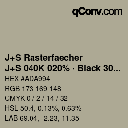 Farbcode: J+S Rasterfaecher - J+S 040K 020% · Black 30% | qconv.com