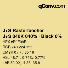 Farbcode: J+S Rasterfaecher - J+S 040K 040% · Black 0% | qconv.com
