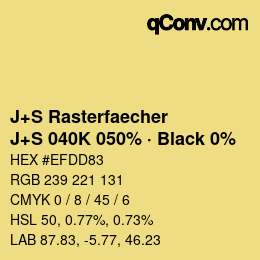 Code couleur: J+S Rasterfaecher - J+S 040K 050% · Black 0% | qconv.com