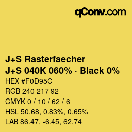 Code couleur: J+S Rasterfaecher - J+S 040K 060% · Black 0% | qconv.com