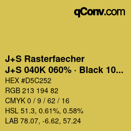 Code couleur: J+S Rasterfaecher - J+S 040K 060% · Black 10% | qconv.com