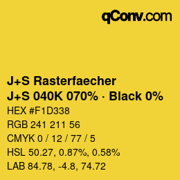 Farbcode: J+S Rasterfaecher - J+S 040K 070% · Black 0% | qconv.com