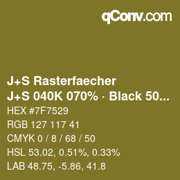Farbcode: J+S Rasterfaecher - J+S 040K 070% · Black 50% | qconv.com