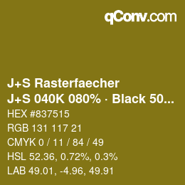 Farbcode: J+S Rasterfaecher - J+S 040K 080% · Black 50% | qconv.com