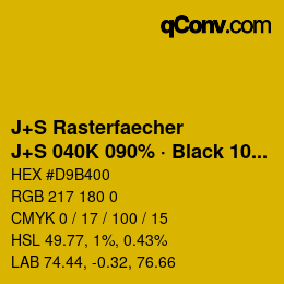 カラーコード: J+S Rasterfaecher - J+S 040K 090% · Black 10% | qconv.com