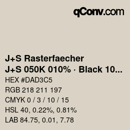 Color code: J+S Rasterfaecher - J+S 050K 010% · Black 10% | qconv.com