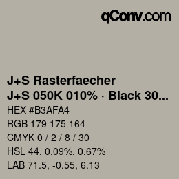 カラーコード: J+S Rasterfaecher - J+S 050K 010% · Black 30% | qconv.com
