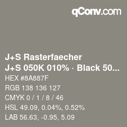 Code couleur: J+S Rasterfaecher - J+S 050K 010% · Black 50% | qconv.com