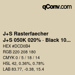 カラーコード: J+S Rasterfaecher - J+S 050K 020% · Black 10% | qconv.com