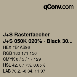 Farbcode: J+S Rasterfaecher - J+S 050K 020% · Black 30% | qconv.com