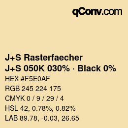 Code couleur: J+S Rasterfaecher - J+S 050K 030% · Black 0% | qconv.com