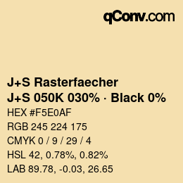 Farbcode: J+S Rasterfaecher - J+S 050K 030% · Black 0% | qconv.com