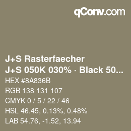 Farbcode: J+S Rasterfaecher - J+S 050K 030% · Black 50% | qconv.com