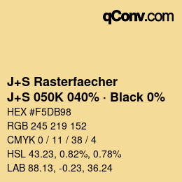 Farbcode: J+S Rasterfaecher - J+S 050K 040% · Black 0% | qconv.com