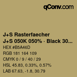 Code couleur: J+S Rasterfaecher - J+S 050K 050% · Black 30% | qconv.com