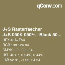 Code couleur: J+S Rasterfaecher - J+S 050K 050% · Black 50% | qconv.com