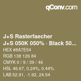 Color code: J+S Rasterfaecher - J+S 050K 050% · Black 50% | qconv.com