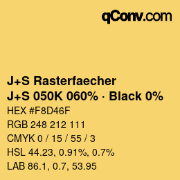 Color code: J+S Rasterfaecher - J+S 050K 060% · Black 0% | qconv.com