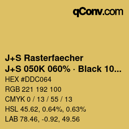 Code couleur: J+S Rasterfaecher - J+S 050K 060% · Black 10% | qconv.com