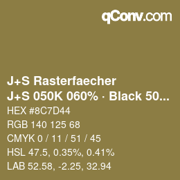 カラーコード: J+S Rasterfaecher - J+S 050K 060% · Black 50% | qconv.com