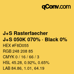 Code couleur: J+S Rasterfaecher - J+S 050K 070% · Black 0% | qconv.com