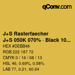Farbcode: J+S Rasterfaecher - J+S 050K 070% · Black 10% | qconv.com