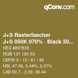 Farbcode: J+S Rasterfaecher - J+S 050K 070% · Black 50% | qconv.com